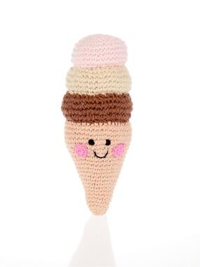 Ice Cream Hand-Crocheted Pretend Play Food Toy Rattle